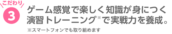 3.ゲーム感覚で楽しく知識が身につく演習トレーニングで実戦力を養成。