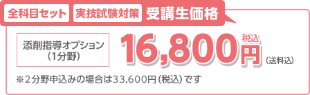全科目セット 実技試験対策 添削指導オプション(1分野) 実技受講生特別価格16,800円(税込・送料込)
