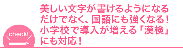 美しい文字が書けるようになるだけでなく、国語にも強くなる！小学校で導入が増える「漢検」にも対応！