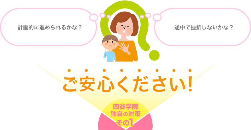 計画的に進められるかな？途中で挫折しないかな？ご安心ください!四谷学院 独自の対策その1