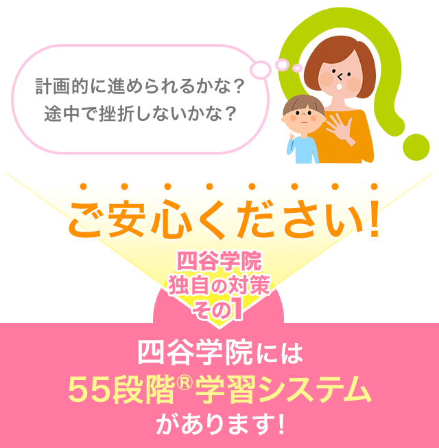 計画的に進められるかな？途中で挫折しないかな？ご安心ください!四谷学院 独自の対策その1